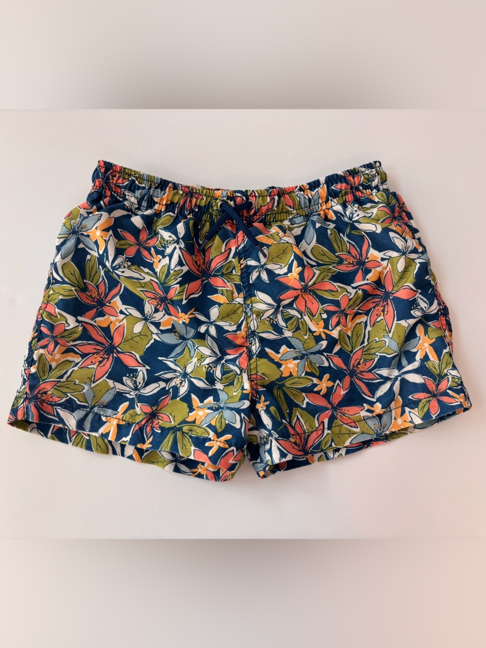 Zara Boys Navy Floral Swim Trunks - Multicolor Floral Print